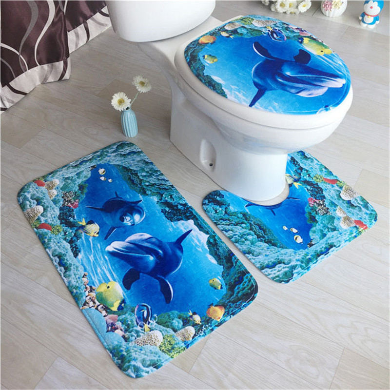 Three-piece Absorbent Bath Mat For Carpet Bathroom Toilet